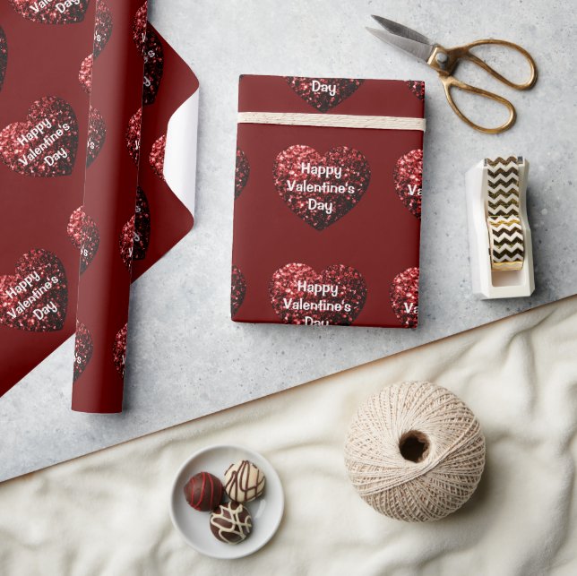 Papier Cadeau Parties scintillant rouge étincelle Heureuse Saint (Artisanat)