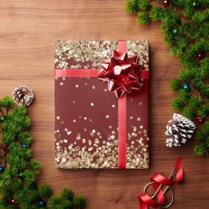 Papier Cadeau Parties scintillant rouge or étincelle