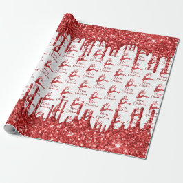 Papier Cadeau Parties scintillant rouge renne - joyeux noël