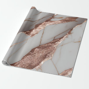 Papier Cadeau Parties scintillant tendance en cuivre marbre