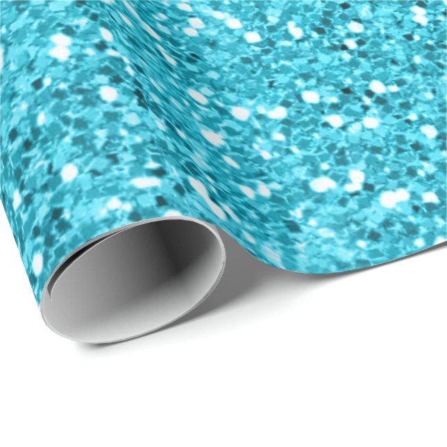 Papier Cadeau Parties scintillant Tiffany Aqua Ocean Turquoise G (Coin rond)
