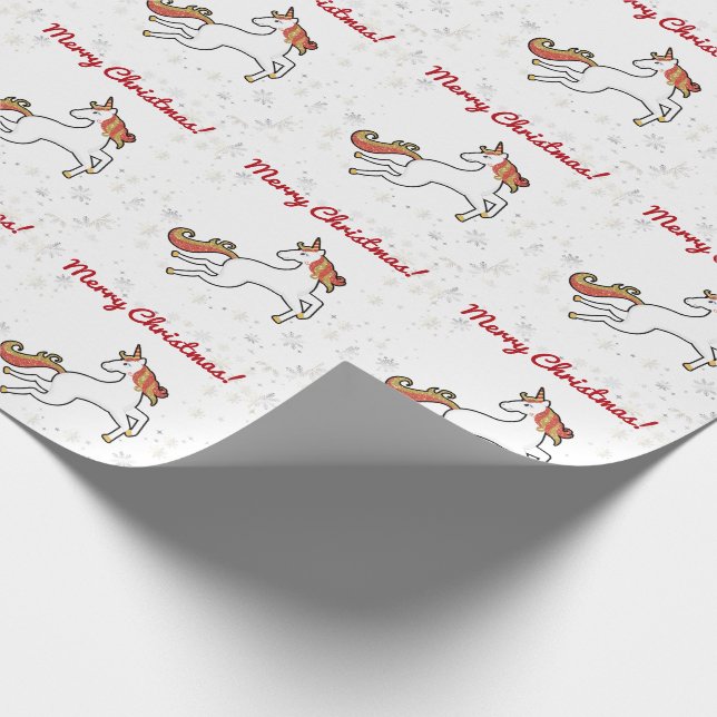 Papier Cadeau Parties scintillant Unicorne moderne Snowflakes Jo (Coin)