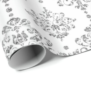 Papier Cadeau Parties scintillantes argentées grises royales