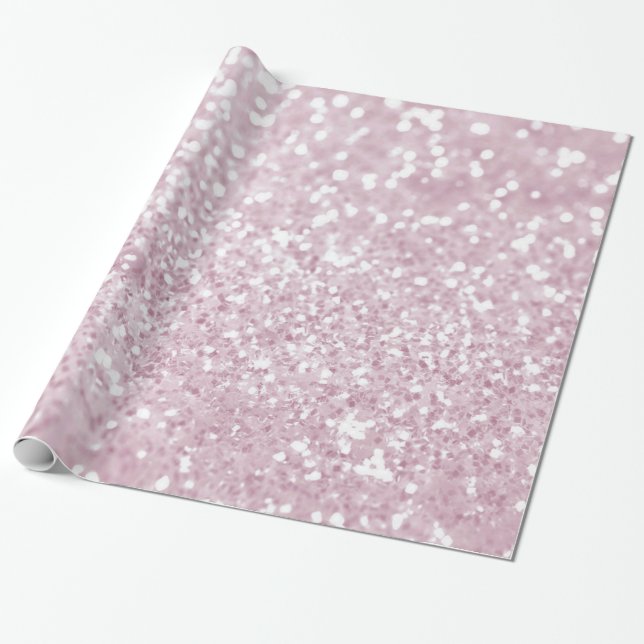 Papier Cadeau Parties scintillantes blanches roses Girly (Déroulé)