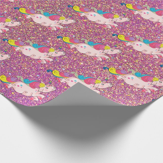 Papier Cadeau Parties scintillantes roses pourpres d'or (Coin)