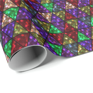 Papier Cadeau Parties scintillantes. Rouge, vert, pourpre