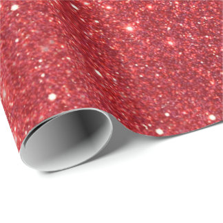 Papier Cadeau Parties scintillantes rouges de houx de Noël