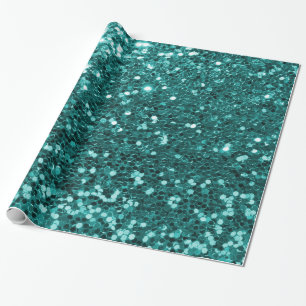 Papier Cadeau Parties scintillantes turquoises chics de Faux