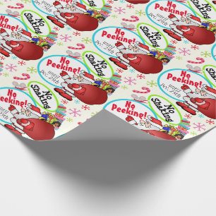 Papier Cadeau Pas de coup d'oeil, pas de secousse Santa Noël Per