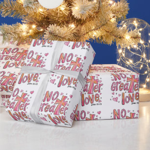 Papier Cadeau Pas de plus grand amour Jésus Saint Valentin Noël 