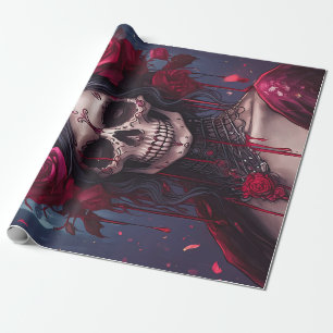 Papier Cadeau Passion & Douleur, Reine Sombre. Crâne gothique et