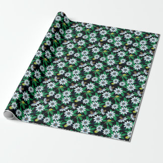 Papier Cadeau Passionflower Arrière - plan noir Floral sans join