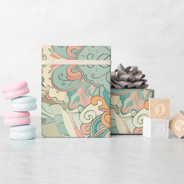 Papier Cadeau Pastel Abstrait Paisley Motif (Baby Shower)