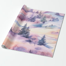 Pastel Aquarelle hiver Forêt Motif