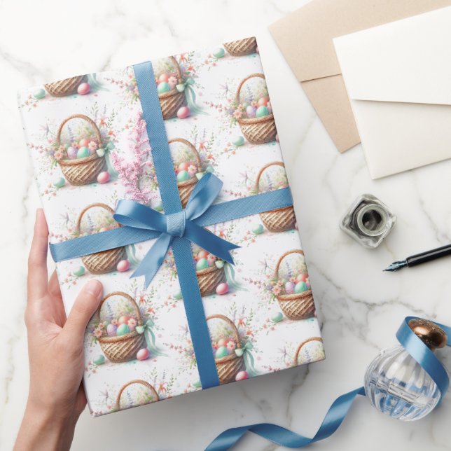 Papier Cadeau Pastel Aquarelle Pâques Papier à envelopper (Cadeaux)