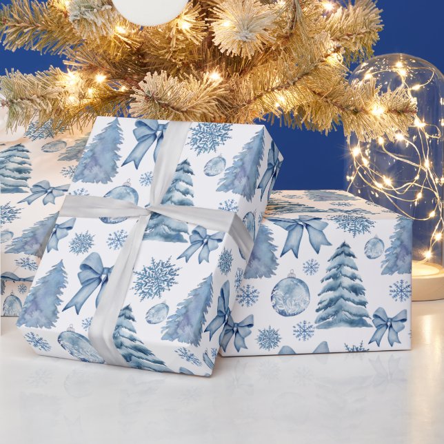 Papier Cadeau Pastel bleu argent arcs modernes cadeau de Noël (Vacances)