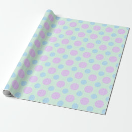 PAPIER CADEAU PASTEL BLUE VERT PURPLE POIS DE PÂQUES