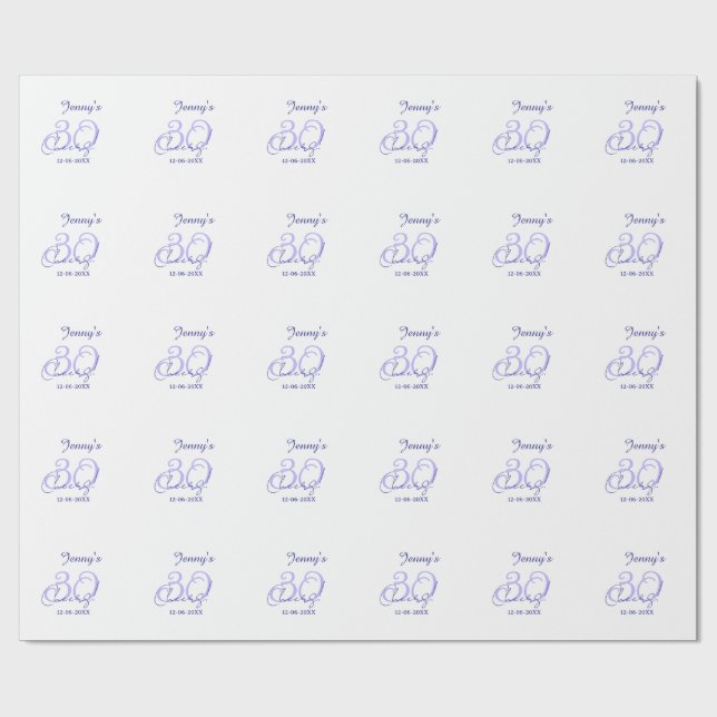 Papier Cadeau Pastel cheers 30th birthday purple elegant name da (Plat)