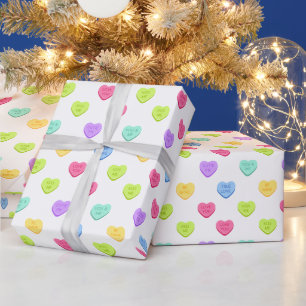 Papier Cadeau Pastel Coeurs de bonbons Saint Valentin
