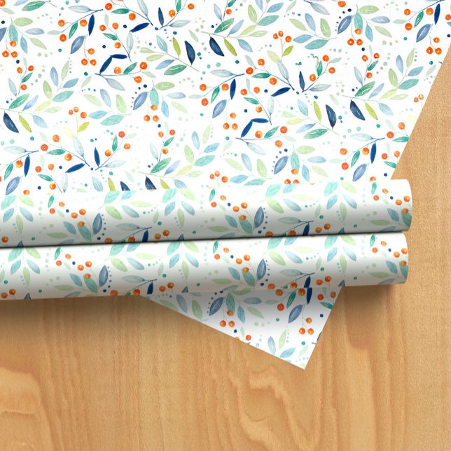 Papier Cadeau Pastel couleurs feuilles botaniques et motif de ba (Créateur téléchargé)