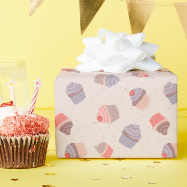 Papier Cadeau Pastel Cupcake Confetti Papier d'enveloppement d'a (Fête d'anniversaire)