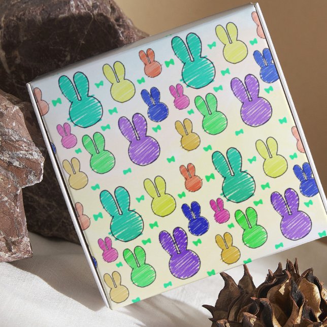 Papier Cadeau Pastel Cute Lapin Lapin Dessins Enfants Couleur Pr (Créateur téléchargé)