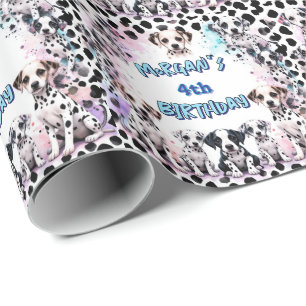 Papier Cadeau Pastel Dalmatian Chiot Aquarelle Anniversaire