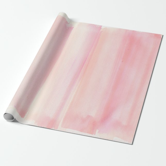 Papier Cadeau Pastel Girly d'or d'aquarelle rose de rose (Déroulé)