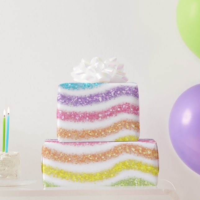 Papier Cadeau Pastel Glitter Rainbow (Cadeaux de fête)