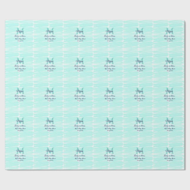 Papier Cadeau Pastel green baby in bloom monogram baby shower te (Plat)