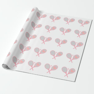 Papier Cadeau Pastel Heart Tennis Lecteur Racquettes Ball Design