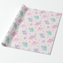 Pastel mignon Little Elephants menthe lilas rose