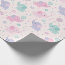 Pastel mignon Little Elephants menthe lilas rose