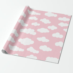 Papier Cadeau Pastel Nuages Asthétique Blanc Et Rose Art