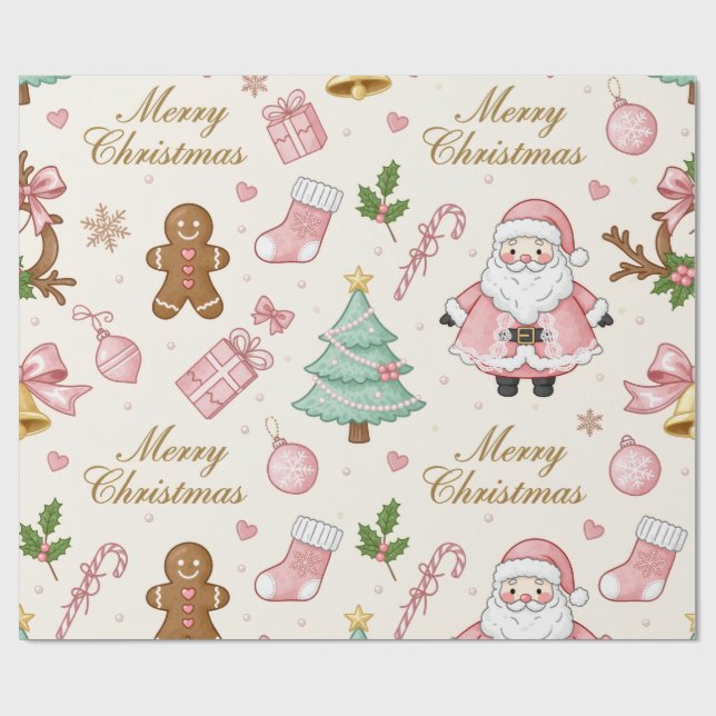 Papier Cadeau Pastel Pink Christmas Delight (Plat)