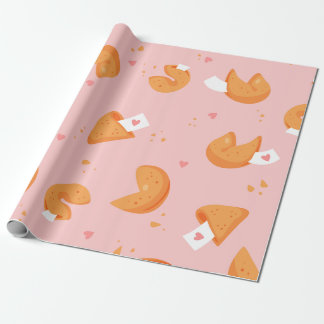 Papier Cadeau pastel pink fortune cookie love hearts lucky