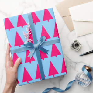 Papier Cadeau Pastel Pink sapin clair bleu clair