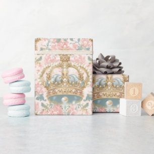 Papier Cadeau Pastel Princess Crowns Damask Pearls