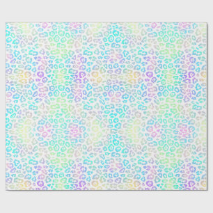 Papier Cadeau Pastel Rainbow Leopard Motif