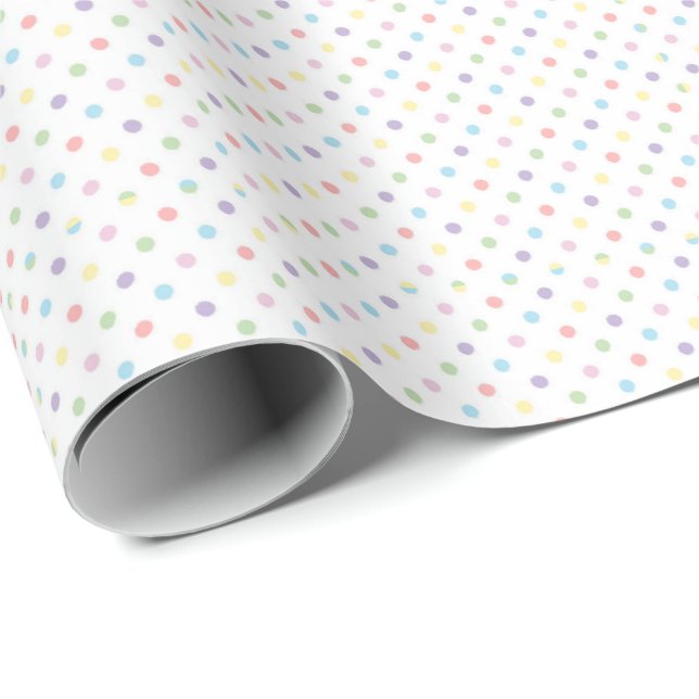 Papier Cadeau Pastel Rainbow Polka Dots for Baby Showers  (Coin rond)