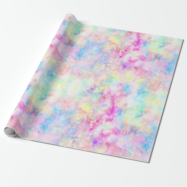 Papier Cadeau Pastel Rainbow Tie Dye (Déroulé)