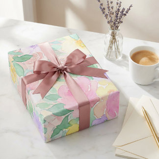 Papier Cadeau Pastel Watercolor Floral Pattern – Soft Spring 