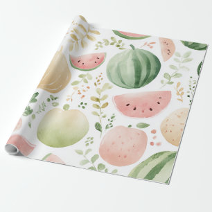 Papier Cadeau Pastèque Mignon Coloré Rose Vert