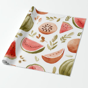 Papier Cadeau Pastèque Mignon Coloré Rose Vert