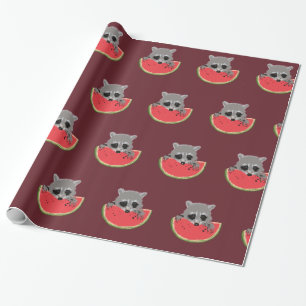 Papier Cadeau Pastèque Raccoon
