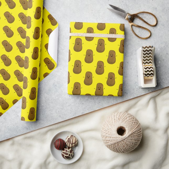 Papier Cadeau Patate Douce Joyeuse Jaune Clair (Artisanat)