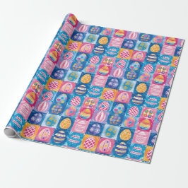 Papier Cadeau Patchwork d'oeufs de Pâques : Art de Vacances colo