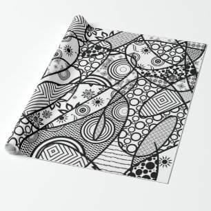 Papier Cadeau Patchwork motif noir et blanc 01