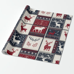 Papier Cadeau Patchwork nordique de Noël   Rennes