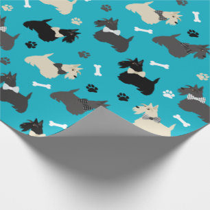 Papier Cadeau Pâtes et os de Terrier écossais